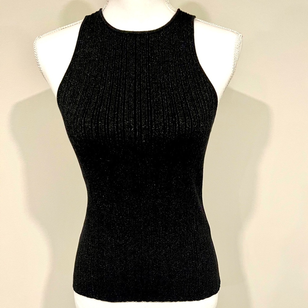 NWT Madewell shimmering black ribbed sweater tank.  Size S.